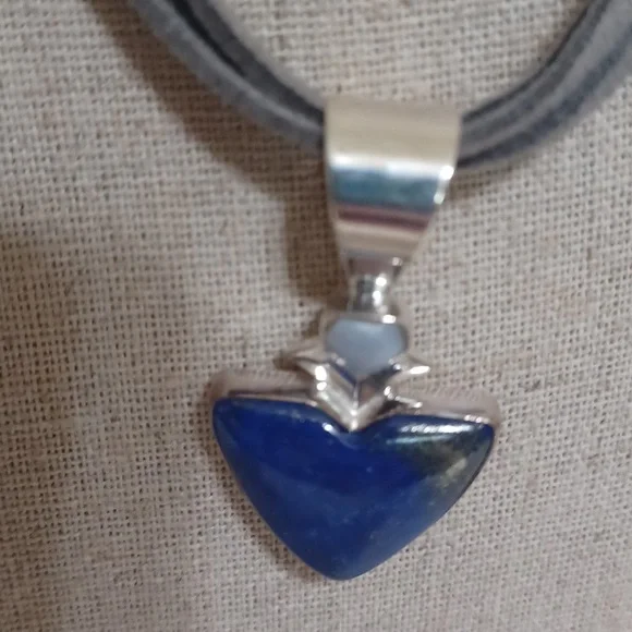 Jay King Lapis and Blue Agate Pendant with Suede Cord Necklace NEW - Picture 3 of 8